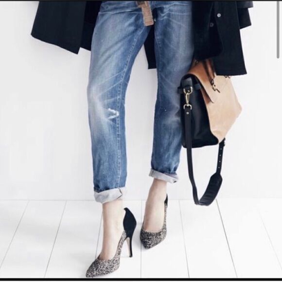 Madewell The Maddie speckled Calf leather Hair Heels sz 7 - Picture 1 of 8